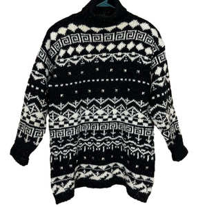 KITTY HAWK Vintage Black and White Turtleneck Sweater Size M